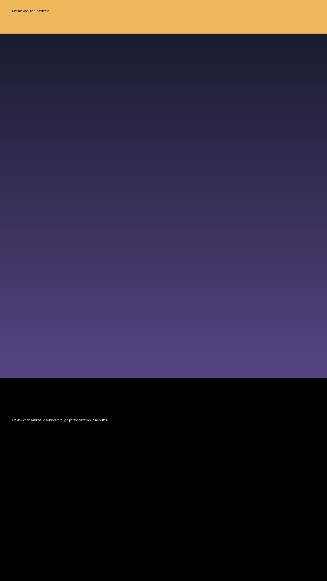 Matima App setup wizard